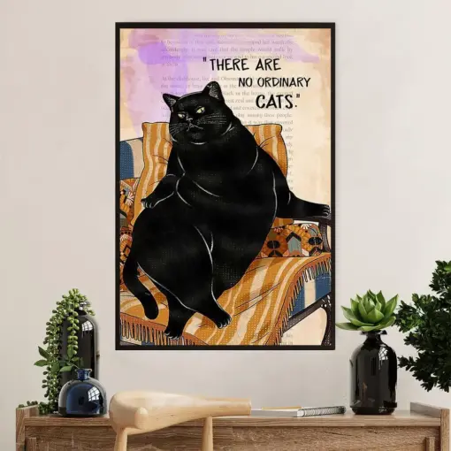 Cute Cat Poster Prints | Funny Black Cat | Wall Art Gift For Cat Kitties Lover