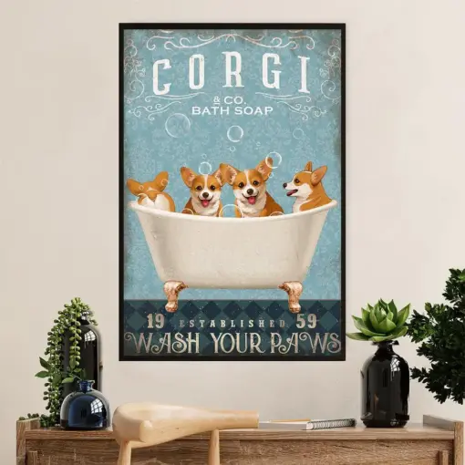 Cute Pembroke Welsh Corgi Canvas Prints | Dog Bath Soap | Wall Art Gift For Corgi Lover