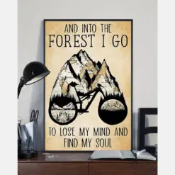 Cycling And Into The Forest Poster Cyclists Bikers Vintage Room Home Decor Wall Art Gifts Idea