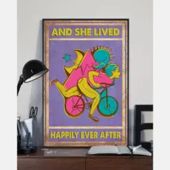 Cycling Canvas Prints And She Lived Happily Ever After Vintage Wall Art Gifts Vintage Home Wall Decor Canvas