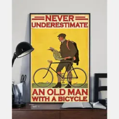 Cycling Canvas Prints Never Underestimate Old Man With A Bicycle Vintage Wall Art Gifts Vintage Home Wall Decor Canvas