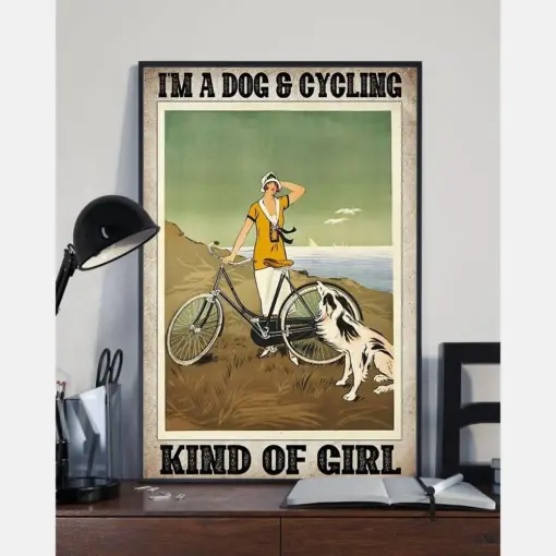 Cycling Dog Loves Poster - Gifts For Dog Lover | Puppies Home Room Wall Art