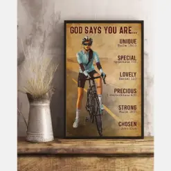 Cycling Girl God Says You Are Canvas Prints Vintage Wall Art Gifts Vintage Home Wall Decor Canvas