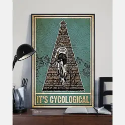 Cycling It'S Cycological Poster Cyclist Vintage Wall Art Gift