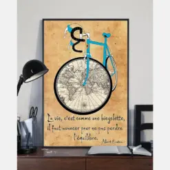 Cycling La Vie C'Est Comme Faire Du V‚Lo Poster Vintage Blue Bicycle Room Home Decor Wall Art Gifts Idea