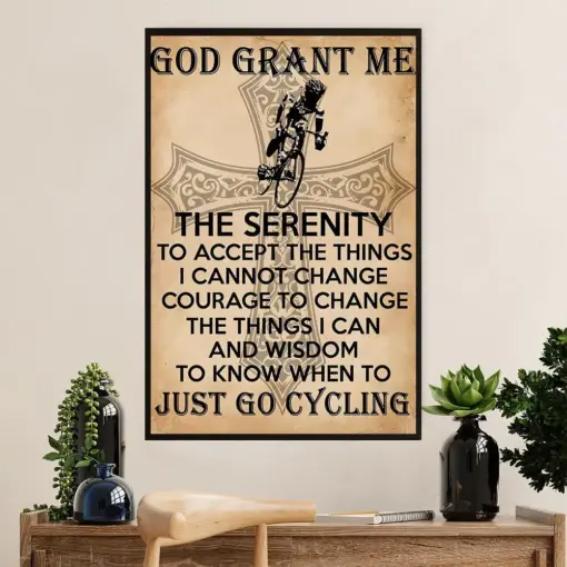 Cycling, Mountain Biking Canvas Wall Art Prints | God Grant Me | Home Décor Gift For Cycler
