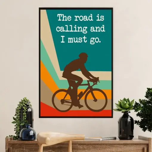 Cycling, Mountain Biking Canvas Wall Art Prints | The Road Is Calling | Home Décor Gift For Cycler