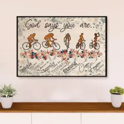 Cycling, Mountain Biking Poster Print | God Says You Are | Wall Art Gift For Cycler
