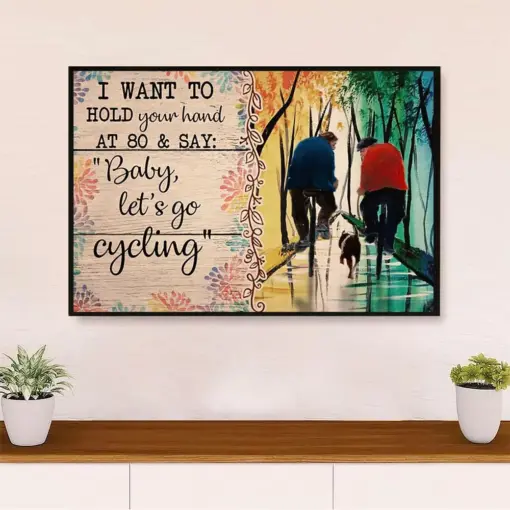 Cycling, Mountain Biking Poster Print | Husband & Wife Cycling | Wall Art Gift For Cycler