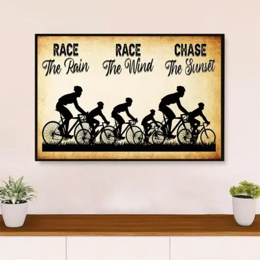 Cycling, Mountain Biking Poster Print | Race The Rain | Wall Art Gift For Cycler