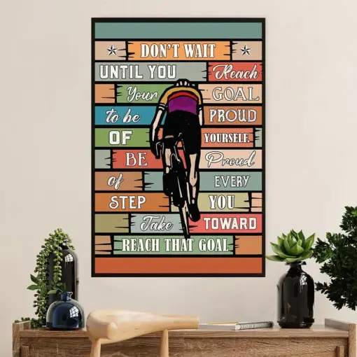 Cycling, Mountain Biking Poster Prints | Reach That Goal | Wall Art Gift For Cycler