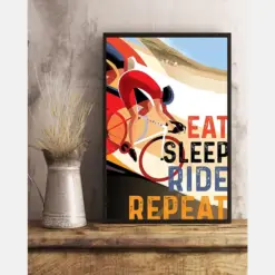 Cycling Poster Eat Sleep Ride Repeat Vintage Room Home Decor Wall Art Gifts Idea