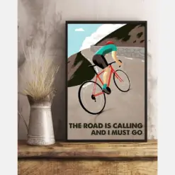 Cycling Poster The Road Is Calling And I Must Go Vintage Room Home Decor Wall Art Gifts Idea For Cyclist