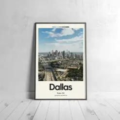 Dallas Poster - Oil Painting Technique | United States Wall Art | & Printed Travel Prints | Animalistic Home Decor