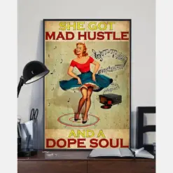 Dancing Pin-Up Girl She Got Mad Hustle And A Dope Soul Canvas Prints Vintage Wall Art Gifts Vintage Home Wall Decor Canvas