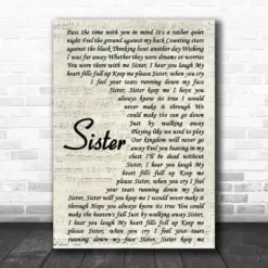 Dave Matthews Sister Vintage Script Song Lyric Music Poster Print