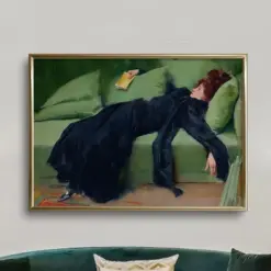 Decadent Young Woman | Woman Portrait | Vintage Wall Art | Emerald Green Art | After The Dance | Moody Wall Decor | Drinkable Art