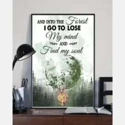 Deer Canvas Prints Into The Forest I Go Lose My Mind And Find My Soul Vintage Wall Art Gifts Vintage Home Wall Decor Canvas