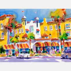 Delay Beach Colony Hotel Florida Florida Art Watercolor Print Tropical Art Beach Art Ellen Neglect Tropical Painting