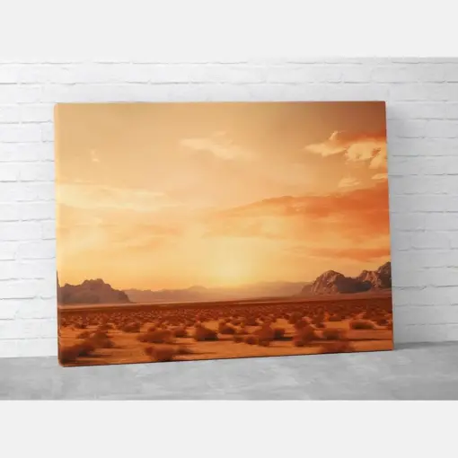 Desert Warm Sunset Landscape Canvas - Desert Artful Print - Animalistic Desert Art - Desert Art Work - Free Shipping