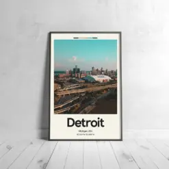 Detroit City Poster - Oil Painting Technique | United States Wall Art | & Printed Travel Prints | Animalistic Home Decor