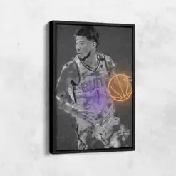 Devin Booker Poster Neon Effect Phoenix Suns Basketball Hand Made Poster Canvas Print Kids Wall Art Man Cave Gift Home Decor