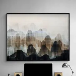 Distant Vistas Ii By Farrell Douglas Abstract Mountains Decor Nature Wall Art Rustic Mountain Hostel Waiting Area Decor Print