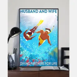 Diving Canvas Prints Husband And Wife Diving Partner For Life Vintage Wall Art Gifts Vintage Home Wall Decor Canvas