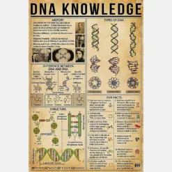 Dna Knowledge Poster Vintage Biology Science Poster Print Wall Art Pictures For Bathroom