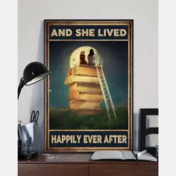 Dog Book Canvas Prints And She Lived Happily Ever After Vintage Wall Art Gifts Vintage Home Wall Decor Canvas