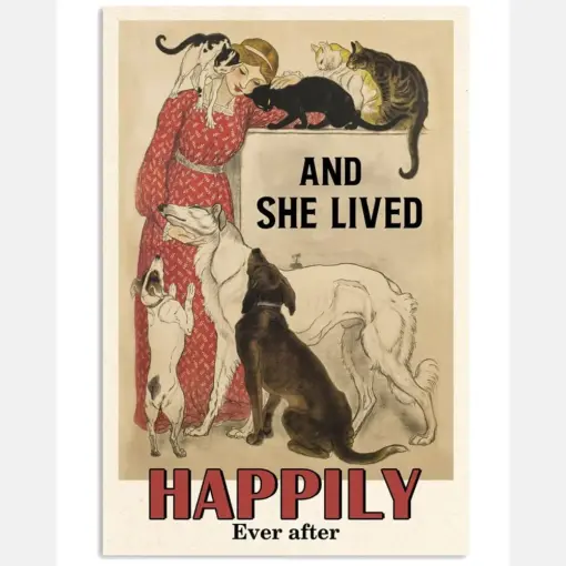 Dog Cat Girl Lived Happily