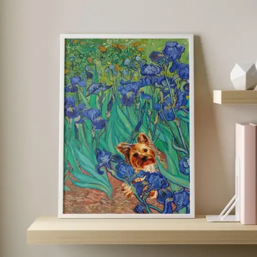 Dog Print Vincent Van Gogh Irises Dog Print Van Gogh Dog Poster Dog Art Floral Print Funny Dog Print Funny Gift Vintage Dog Poster