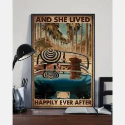Dog Travel Poster And She Lived Happily Ever After Vintage Room Home Decor Wall Art Gifts Idea