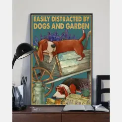 Dogs And Garden Basset Hound Canvas Prints Easily Distracted Vintage Wall Art Gifts Vintage Home Wall Decor Canvas