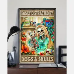 Dogs And Skulls Canvas Prints Easily Distracted Vintage Wall Art Gifts Vintage Home Wall Decor Canvas