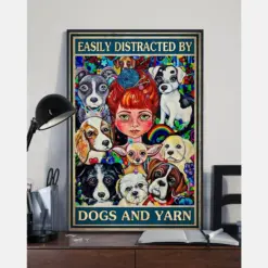 Dogs And Yarn Canvas Prints Easily Distracted Vintage Wall Art Gifts Vintage Home Wall Decor Canvas