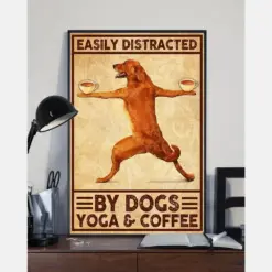 Dogs Yoga Coffee Canvas Prints Easily Distracted Vintage Wall Art Gifts Vintage Home Wall Decor Canvas