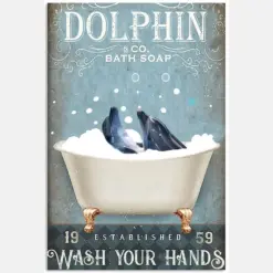 Dolphin Bath Soap Wash Your Hands Funny Bathroom Quote