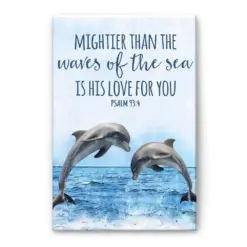 Dolphin Poster & Canvas, Mightier Than the Waves - Bible Verse Wall Art, Home Decor For Dolphin Lover