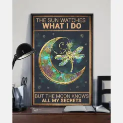 Dragonfly And Moon Poster The Sun Watches What I Do Vintage Room Home Decor Wall Art Gifts Idea