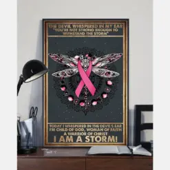 Dragonfly Breast Cancer Canvas Prints I Am The Storm Vintage Wall Art Gifts Vintage Home Wall Decor Canvas