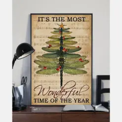 Dragonfly It'S The Most Wonderful Time Of The Year Poster Vintage Room Home Decor Wall Art Gifts Idea