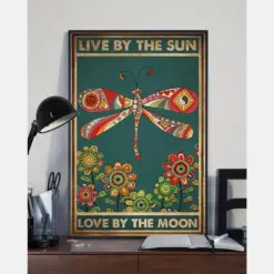 Dragonfly Poster Live By The Sun Love By The Moon Vintage Room Home Decor Wall Art Gifts Idea