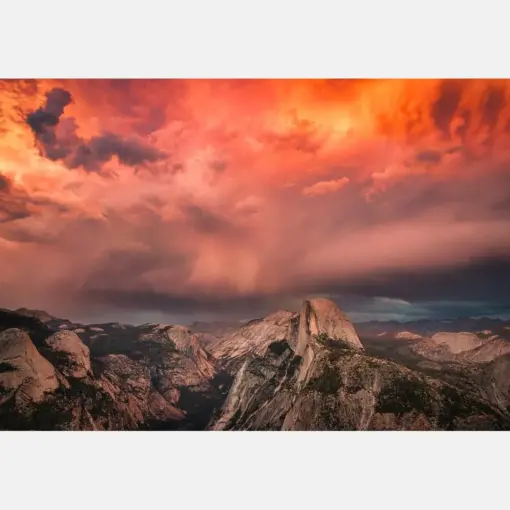 Dramatic Summer Thunderstorm Half Dome Yosemite National Park Scenic Canvas Art California Sunset Wall Decor Landscape Print I