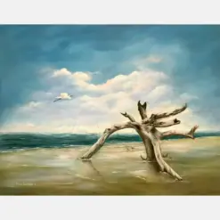 Driftwood Beach Art Coastal Art Original Coastal Painting Jekyll Island Georgian Changing Tides