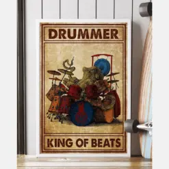 Drummer King Of Beats Poster Vintage Room Home Decor Wall Art Gifts Idea