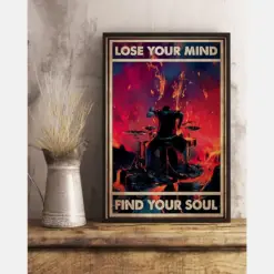 Drummer Playing Drums Poster Lose Your Mind Find Your Soul Vintage Room Home Decor Wall Art Gifts Idea