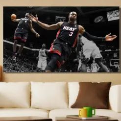 Dwayne Wade & Lebron James Dunk Canvas Basketball Poster Nba Basketball Player Canvas Print Basketball Lover Gift Nba Wall Art