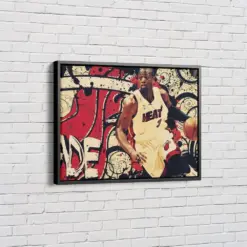 Dwayne Wade Poster Basketball Miami Heat Art Effect Canvas Wall Art Home Decor Framed Art