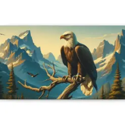 Eagle's Vista Perched On A Mountain Tree - Canvas